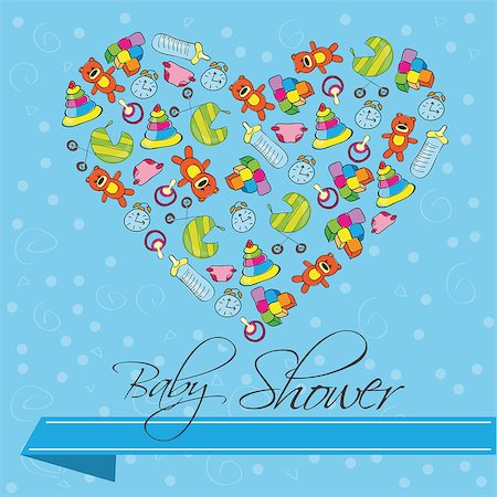 Heart Shape Baby Shower Invitation Card in Vector Stock Photo - Budget Royalty-Free & Subscription, Code: 400-08404026