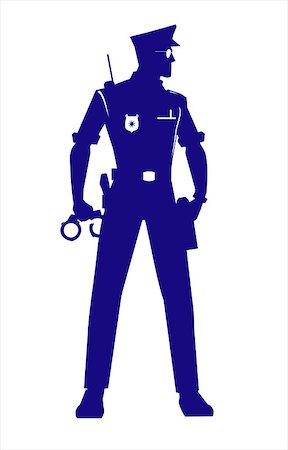 simsearch:400-08262697,k - Policeman with the alert standing position holding a Handcuffs at the right hand. full body silhouette. Policeman silhouette. Policeman isolated Stockbilder - Microstock & Abonnement, Bildnummer: 400-08404087