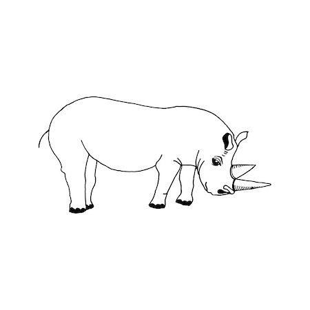 simsearch:400-04455503,k - hand draw a sketch in the style of a rhino on a black white background, used for banners, flyers, coloring books, tattoo Stock Photo - Budget Royalty-Free & Subscription, Code: 400-08404301