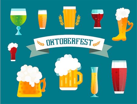 simsearch:400-08336450,k - Beer vector icons set. Beer bottle, beer glass and beer label. Beer cups silhouette, beer vector icons, beer isolated. Oktoberfest beer vector set. Beer drink, beer sign, beer pub alcohol. Beer logo Stock Photo - Budget Royalty-Free & Subscription, Code: 400-08404369