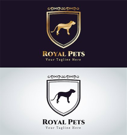 simsearch:400-08346248,k - Abstract pet dog logo concept. Veterinary logo, animal vector logo, dog logo, pet logo, dog vector icon. Strong royal dog vector logo. Safety, shield, vip, luxury. Dog silhouette logo, dog icon logo Stock Photo - Budget Royalty-Free & Subscription, Code: 400-08404363