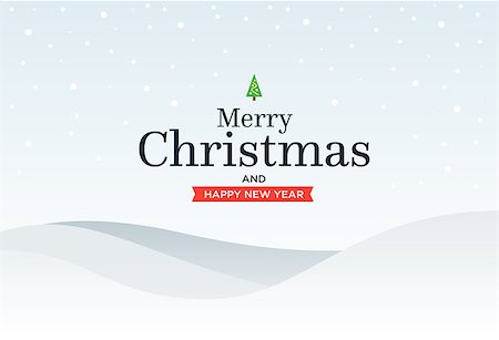 Classic Marry Christmas background with green three, snow, snowflakes and lettering Stock Photo - Budget Royalty-Free & Subscription, Code: 400-08404446