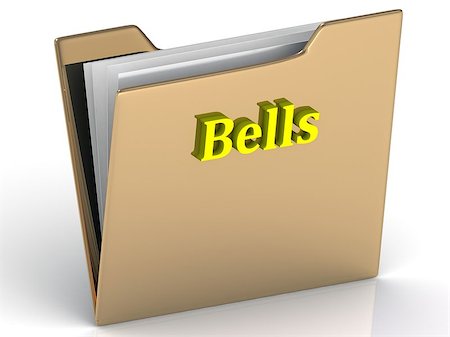 simsearch:400-07300552,k - Bells- bright color letters on a gold folder on a white background Foto de stock - Royalty-Free Super Valor e Assinatura, Número: 400-08404522