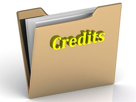 simsearch:400-09097337,k - Credits- bright color letters on a gold folder on a white background Stock Photo - Budget Royalty-Free & Subscription, Code: 400-08404545