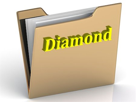 simsearch:400-07300552,k - Diamond- bright color letters on a gold folder on a white background Foto de stock - Royalty-Free Super Valor e Assinatura, Número: 400-08404555