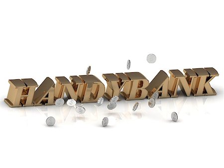 simsearch:400-07300552,k - HANDYBANK - inscription of gold letters on white background Foto de stock - Royalty-Free Super Valor e Assinatura, Número: 400-08404584