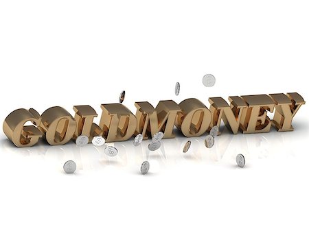 simsearch:400-09097337,k - GOLDMONEY- inscription of gold letters on white background Stock Photo - Budget Royalty-Free & Subscription, Code: 400-08404582