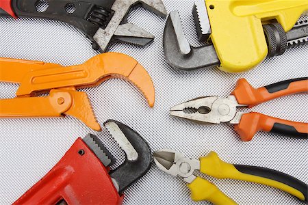simsearch:625-01263851,k - Hand tools,  different  wrenches, pliers,  close up Photographie de stock - Aubaine LD & Abonnement, Code: 400-08404904