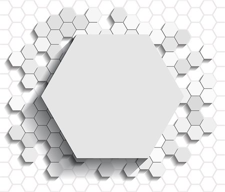 White flat style hexagon icon on neutral background Stock Photo - Budget Royalty-Free & Subscription, Code: 400-08404930