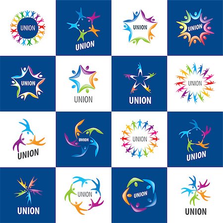 simsearch:400-07898409,k - set of abstract vector logos colored people in the Union Stock Photo - Budget Royalty-Free & Subscription, Code: 400-08404963