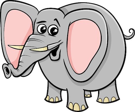 Cartoon Illustration of African Elephant Animal Character Stock Photo - Budget Royalty-Free & Subscription, Code: 400-08405088