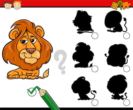 Cartoon Illustration of Education Shadow Matching Task for Preschool Children with Lion Animal Character Stock Photo - Budget Royalty-Free & Subscription, Code: 400-08405082