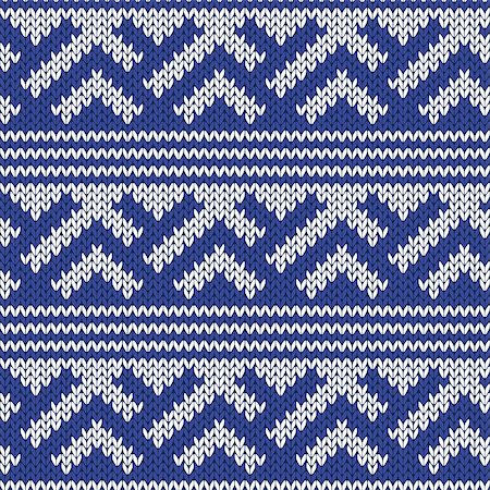 Abstract blue and grey Ornamental Seamless Vector Pattern as a stylish Fabric Knitted texture in retro style Stock Photo - Budget Royalty-Free & Subscription, Code: 400-08405156