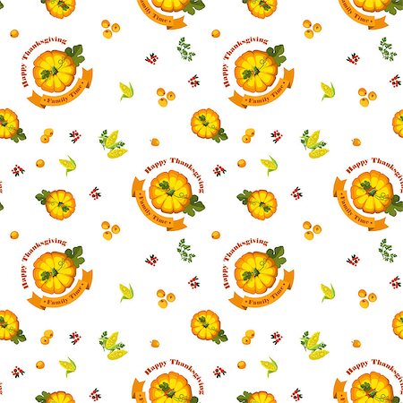 simsearch:400-05693480,k - Vector. Thanksgiving seamless pattern with pumpkin on a white background. Autumn harvest. Stock Photo - Budget Royalty-Free & Subscription, Code: 400-08405283