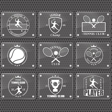 posters with ribbon banner - Vector illustration of various stylized tennis icons Stock Photo - Budget Royalty-Free & Subscription, Code: 400-08405299