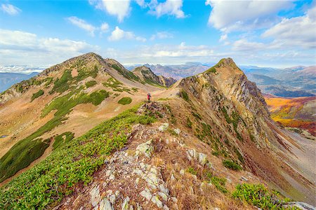 simsearch:400-07176526,k - Hikers on the trail in the mountains. Stock Photo - Budget Royalty-Free & Subscription, Code: 400-08405514