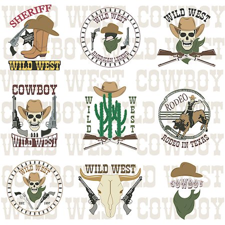 rodeopferd - Set of wild west cowboy designed elements Stockbilder - Microstock & Abonnement, Bildnummer: 400-08405551