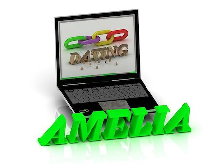 AMELIA- Name and Family bright letters near Notebook and  inscription Dating on a white background Stock Photo - Budget Royalty-Free & Subscription, Code: 400-08405702