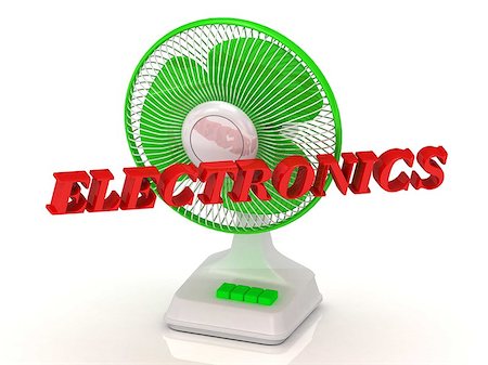 simsearch:400-04276984,k - ELECTRONICS- Green Fan propeller and bright color letters on a white background Stock Photo - Budget Royalty-Free & Subscription, Code: 400-08405756