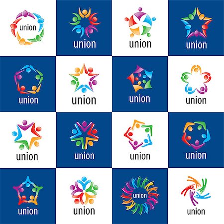 simsearch:400-07898409,k - set of abstract vector logos colored people in the Union Stock Photo - Budget Royalty-Free & Subscription, Code: 400-08406036