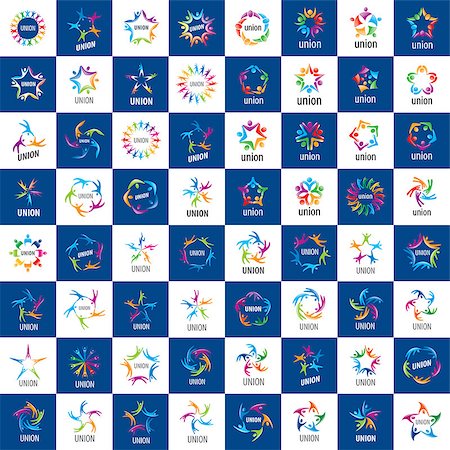 simsearch:400-06172492,k - set of abstract vector logos colored people in the Union Photographie de stock - Aubaine LD & Abonnement, Code: 400-08406039