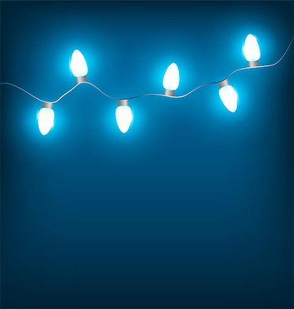 simsearch:400-08406041,k - White led Christmas lights garland on blue background Fotografie stock - Microstock e Abbonamento, Codice: 400-08406043