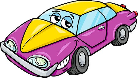 simsearch:400-08612289,k - Cartoon Illustration of Classic Oldschool Car Vehicle Character Stock Photo - Budget Royalty-Free & Subscription, Code: 400-08406200