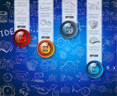 simsearch:400-08110918,k - Infographic template for your business solutions presentation. A lot of Infographics elements with options over a doodle sketches background with graphs, maths formula and so on. Stockbilder - Microstock & Abonnement, Bildnummer: 400-08406229