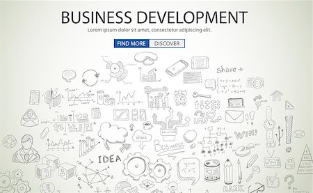 Business Development concept wih Doodle design style :finding solution, brainstorming, creative thinking. Modern style illustration for web banners, brochure and flyers. Foto de stock - Super Valor sin royalties y Suscripción, Código: 400-08406253