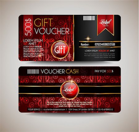 simsearch:400-07332875,k - Voucher Gift Card layout template for your promotional design, tickets template, printed gift cards.. Space and fields for text, front and back provided. Stock Photo - Budget Royalty-Free & Subscription, Code: 400-08406283