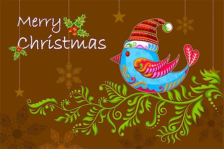 simsearch:400-08712804,k - illustration of bird in floral Christmas holiday background Stock Photo - Budget Royalty-Free & Subscription, Code: 400-08406362