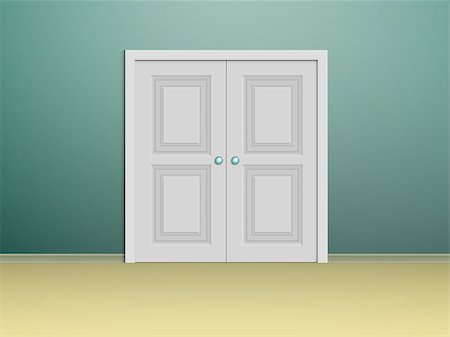 simsearch:400-08284488,k - double white panelled doors in a room with turquoise walls Stock Photo - Budget Royalty-Free & Subscription, Code: 400-08406464