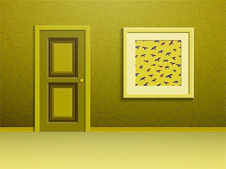 pavelav (artist) - A painting depicting flying birds, yellow plastered on the wall next to the door Foto de stock - Super Valor sin royalties y Suscripción, Código: 400-08406468