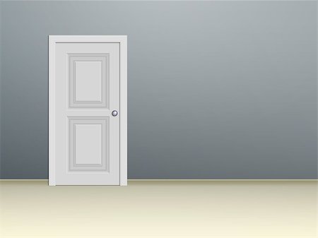 simsearch:400-08284488,k - White paneled door in an empty room with blue walls Stock Photo - Budget Royalty-Free & Subscription, Code: 400-08406462