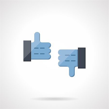 simsearch:400-07052938,k - Thumbs up and thumbs down hand. Like and unlike symbols. Social network, rating button. Flat color style vector icon. Single web design element for mobile app or website. Fotografie stock - Microstock e Abbonamento, Codice: 400-08406581