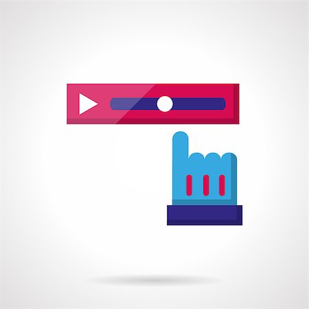 simsearch:400-04741254,k - Pink tracker strip and blue finger arrow. Video rewind. Social media buttons. Color flat vector icon. Single web design element for mobile app or website. Foto de stock - Super Valor sin royalties y Suscripción, Código: 400-08406591