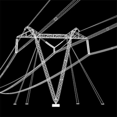 simsearch:400-06741736,k - Silhouette of high voltage power lines. Vector  illustration. Stock Photo - Budget Royalty-Free & Subscription, Code: 400-08406770