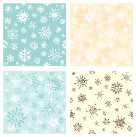 simsearch:400-07215586,k - Collection of seamless backgrounds in retro style with snowflakes of different colors. Endless texture can be used for winter or Christmas design, wallpaper, pattern fills, web page background, surface textures Stock Photo - Budget Royalty-Free & Subscription, Code: 400-08406807