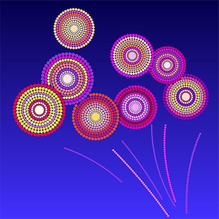 simsearch:400-08406927,k - Brightly Colorful Vector Fireworks and Salute- vector isolated on blue background Stockbilder - Microstock & Abonnement, Bildnummer: 400-08406928