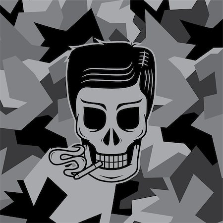 demon man - smoker skull template theme vector art illustration Stock Photo - Budget Royalty-Free & Subscription, Code: 400-08406941