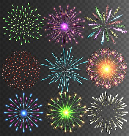 Festive Colorful Bright Firework Salute Burst on Transparent Background Stock Photo - Budget Royalty-Free & Subscription, Code: 400-08407148
