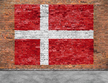 simsearch:400-08403526,k - Flag of Denmark painted on old brick wall Fotografie stock - Microstock e Abbonamento, Codice: 400-08407187