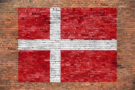 simsearch:400-07933897,k - Flag of Denmark painted on old brick wall Fotografie stock - Microstock e Abbonamento, Codice: 400-08407188