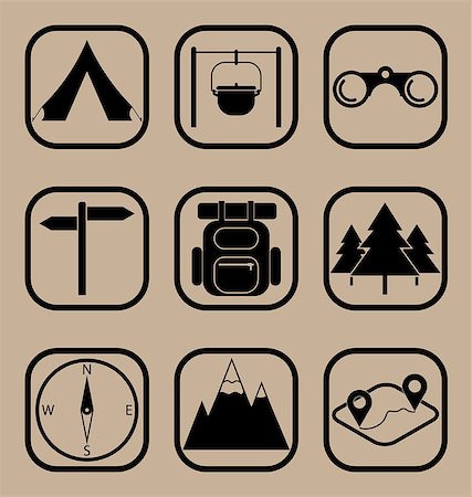 pan tree - Set of vector icons representing hiking and tourism concepts Stock Photo - Budget Royalty-Free & Subscription, Code: 400-08407215