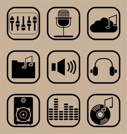 simsearch:400-08166117,k - Set of vector icons representing music and musical equipment concepts Stock Photo - Budget Royalty-Free & Subscription, Code: 400-08407216