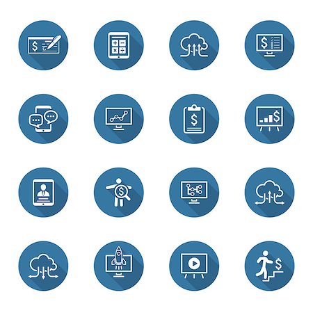 Business and Money Icons Set. Flat Design. Long Shadow. Isolated. Stock Photo - Budget Royalty-Free & Subscription, Code: 400-08407401