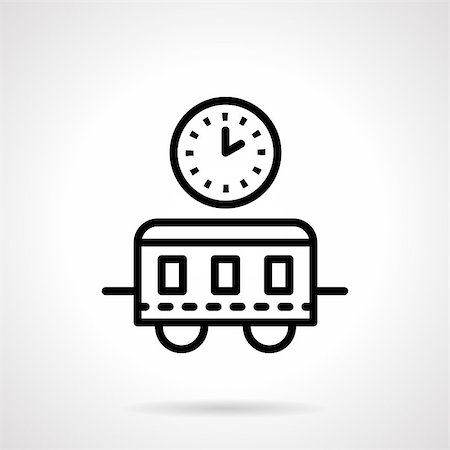 pictograms trains - Wall clock and train wagon. Railway symbol, train schedule, travel. Black simple line style vector icon. Single web design element for mobile app or website. Stock Photo - Budget Royalty-Free & Subscription, Code: 400-08407429