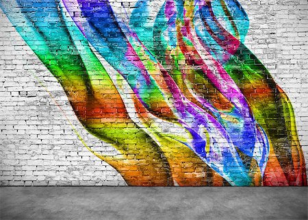 simsearch:400-08403526,k - abstract colorful graffiti on white brick wall Fotografie stock - Microstock e Abbonamento, Codice: 400-08407480