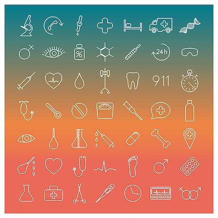 eye drops with eye dropper - Set of forty-nine medical icons of thin lines, vector illustration. Stock Photo - Budget Royalty-Free & Subscription, Code: 400-08407507