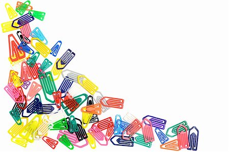 simsearch:614-06336430,k - Close-up of multi-colored paper clips on a white background. Stock Photo - Budget Royalty-Free & Subscription, Code: 400-08407668